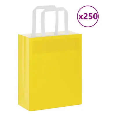 (yellow, x x cm/ pcs) vidaXL Paper Bags pcs with Handles White 21x11x28 cm Paper Grocery Bag