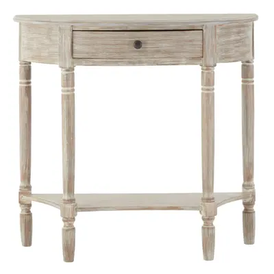 Grey & Rustic Design Rounded Console Table for Hallway, Pine Wood Wood Table for Home and Office