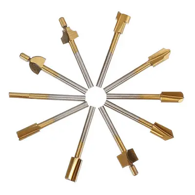 10Pcs 3mm Titanium Coated HSS Router Bit Set 3mm Shank Burr Rotary File Wood Milling Cutter Tool