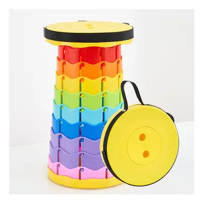 (Yellow Rainbow) Outdoor Furniture Retractable Stool Folding Portable Stool Chair Height Adjusta