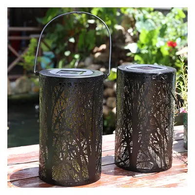 (Tree) LED Solar Lantern Hanging Light Outdoor Garden Courtyard Retro Hollow Out Projection Lamp