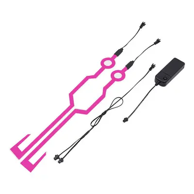 (Purple) 2PCS Waterproof Cycling Helmet Light Riding Signal EL Strip Flashing LED Durable Kit Ba