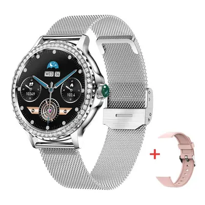 (Silver) Rosegold Smart Watch For Lady Bluetooth Call 100+Sports Mode Fitness Adult Smartwatch D