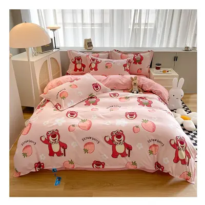 (Double 200x200cm, Toy Story) Cute cartoon four-piece children's bed sheet quilt cover student s