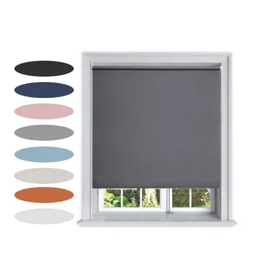 (250 cm Width x cm Drop, Dark Grey) Lister Cartwright Blackout Plain Roller Blinds Windows Blind