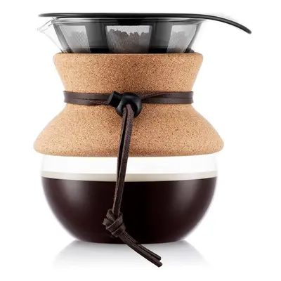 Pour Over Coffee Maker with Permanent Filter, 0.5 L, Cork, multi-layered, 13.8 x 11.5 x 15.4 cm 