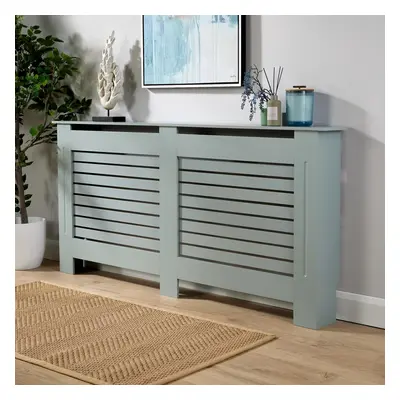 (Large, Grey) Extending Adjustable Radiator Cover Slatted Grill