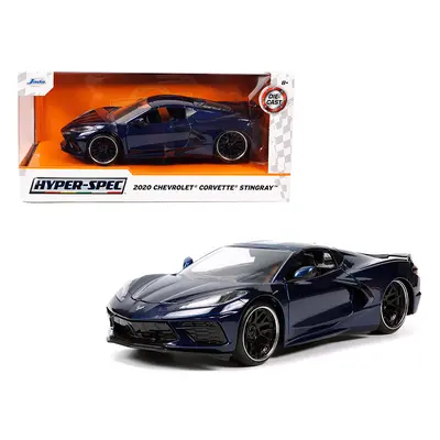 2020 Chevrolet Corvette Stingray C8 Dark Blue Metallic HyperSpec Series 1/24 Diecast Model Car b