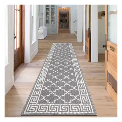 (60x240cm, Grey Flower) Anti-slip runner rug for hallway 60x240cm long hallway runner rug grey w