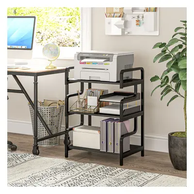 HOMCOM 3-Tier Storage Shelf, Metal Shelves for Storage for Home Office, Black