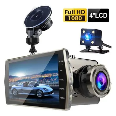 (silver, Dual Lens) 4.0 Inch 1080p Dual Lens Driving Recorder Full Hd Night Vision Motion Detect