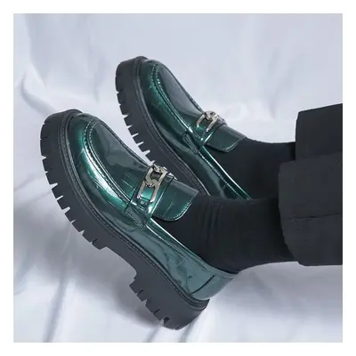 (green, EU: 45) Men Creepers Tasseled Loafer Dress Wingtip Casual Elevator Shoes Height Increase