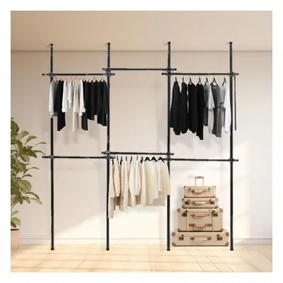 Triple Telescopic Black Wardrobe Organiser Hanging Rail