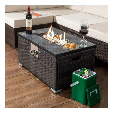 Outdoor Fire Table Propane Fire Pit Rattan gas fire table, gas fire table with tile tabletop