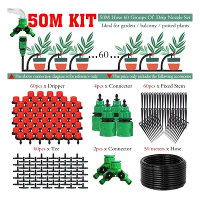 (50m Kit) 10m-50m Diy Drip Irrigation System Automatic Watering Garden Hose Micro Drip Watering 