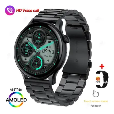 (black, Steel A) Sacosding New Women 466*466 Amoled 1.43" Screen Nfc Heart Rate Blood Pressure B