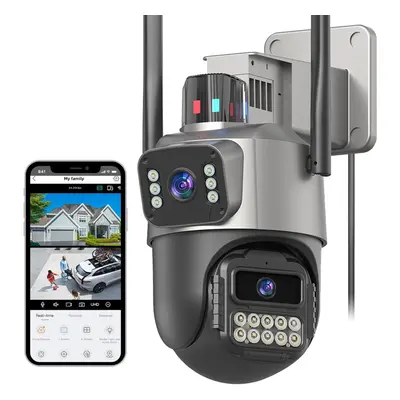 (Uk-s300) 6MP Dual Lens CCTV ,IP66 Waterproof IP, 2.4G WiFi Wired Camera Auto Tracking, Motion D