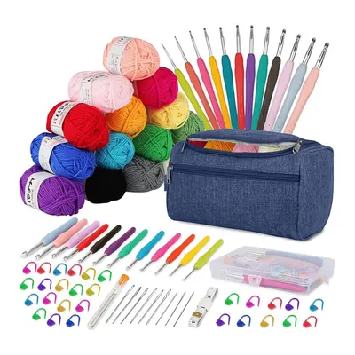 Crochet Kits for Beginners Adults Crochet Kit 15Pcsx25G Crochet Yarns Ergonomic Metal Crochet Ho