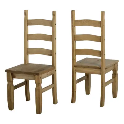 Seconique Corona Distressed Waxed Pine Dining Chairs, Set of