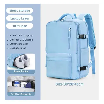 (sky blue) 35l Travel Backpack Large 15.6 Laptop Business Bag Multifunctional Usb Charging Mochi