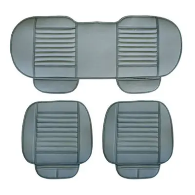 (grey, 2*Front and 1*Rear) Universal Breathable Faux Front Rear Leather Car Cover Seat Pad Mat C