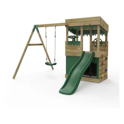 (Yellowstone - Swing, Den, Adventure) Rebo Wooden Lookout Tower Playhouse with 6ft Slide