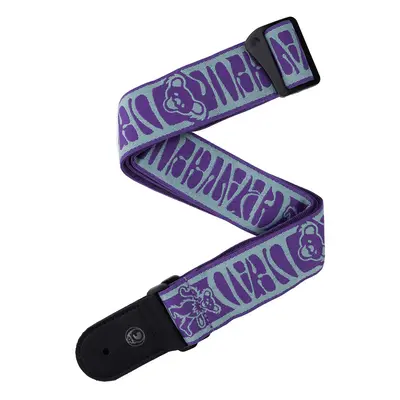 D'Addario Grateful Dead Woven Guitar Strap Dancing Bears Teal/Purple