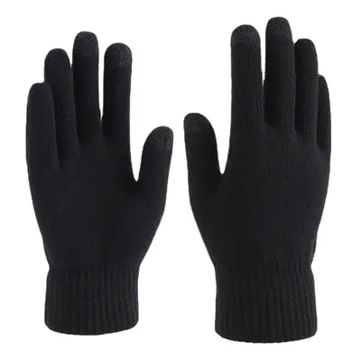 (Black) Men Winter Cool Protection Warm Full-finger Woolen Knitted Gloves Thicken Plus Velvet Th