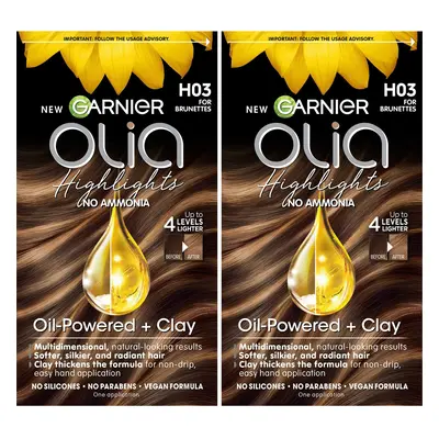 Garnier Hair Color Olia Ammonia-Free Permanent Hair Dye H03 Highlights for Brunettes Count Packa