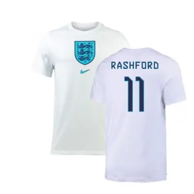 (XL) England Crest Tee (White) (Rashford 11)