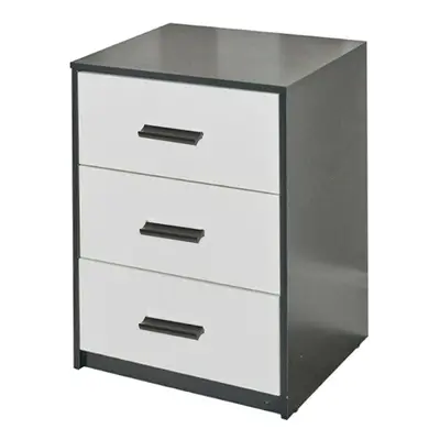 (Black Carcass with White Drawers) Tier Wooden Bedside Nightstand Cabinet Table