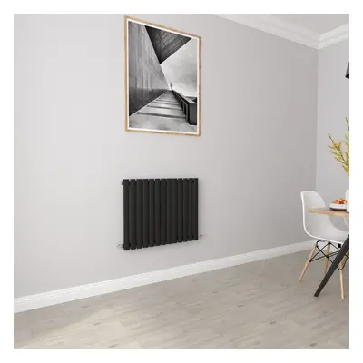 (Single 600x767mm, Black) Designer Oval Column Radiator Central Heating