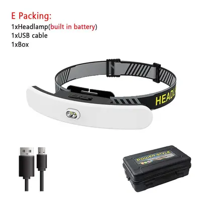 (E Packing) USB Rechargeable Headlamp Large Floodlight Multifunctional Headlight Head-mounted St