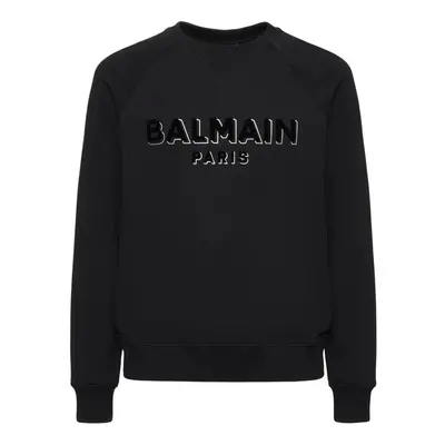 (EJO Blk/Blk/S, XXL) Balmain Flock Logo Sweatshirt