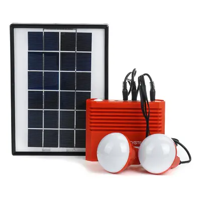 Solar Powered System 3.7V 4400mAh Li-on Battery USB Portable Emergency Light Camping Solar Panel