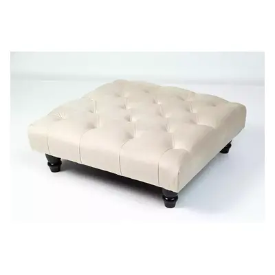 ((Cream)) Chesterfield Upholstered Stool Pouffe 50x50x25cm