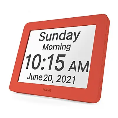 Robin Clock with Day and Date for Elderly, Clocks for Seniors, Dementia Clock, Digital Calendar 