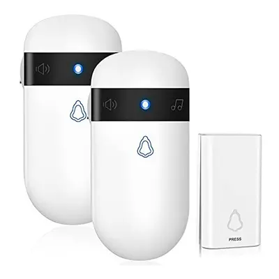 Doorbell Self-Powered, IP55 Waterproof Door Bell Wireless Cordless Plug in Receivers, Loud Chime