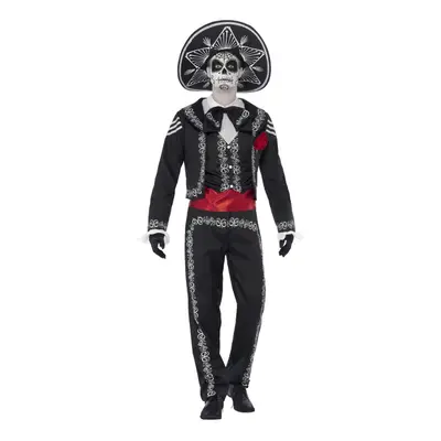 (XL R, Black) Smiffys Mens Deluxe Senor Bones Day Of The Dead Costume Set