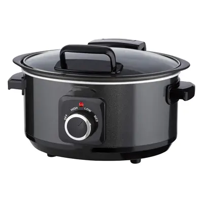 Sear and Stew Slow Cooker with Detachable Hinged lid, Shatter Resistant Aluminium Pot, Heat Sett