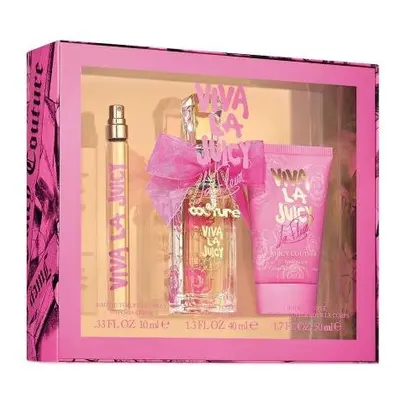 Viva La Juicy La Fleur Pcs Set: 1.3 Edt Sp + 0.33 Oz Edt Sp + 1.7 Body Souffle