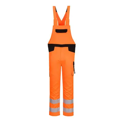 (S, Orange/Black) Portwest Mens PW2 Hi-Vis Safety Bib And Brace Overall