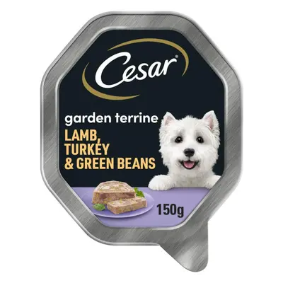 14 x 150g Cesar Garden Terrine Wet Dog Food Trays With Lamb & Turkey In Loaf