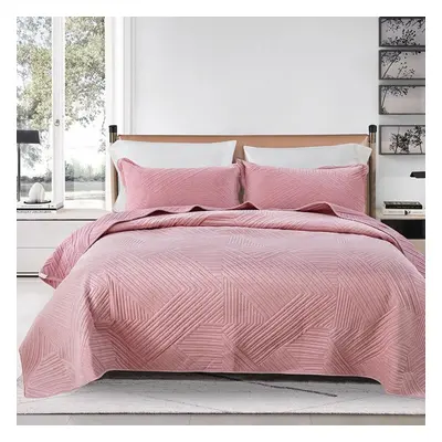 (pink, 220*240cm) Crystal Velvet Laminated Cotton Bed Cover Quilted European Leisure Cover Blank