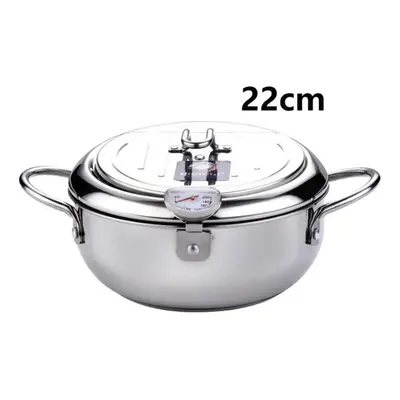 Japanese Deep Frying Pot With A Thermometer And A Lid Stainless Steel Kitchen Tempura Fryer Pan 