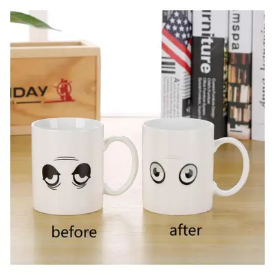 (cool black) Hi Color Changing Coffee Cup Creative Good Morning Color Changing Cup Ceramic Mug