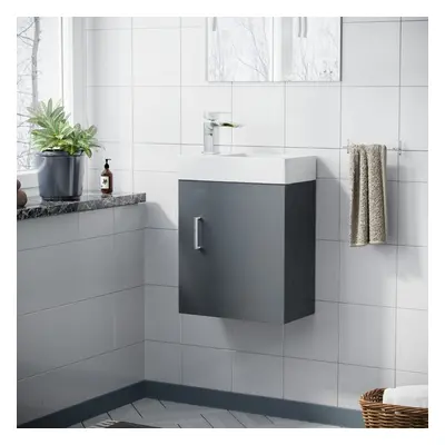 Nanuya 400mm Cloakroom Wall Hung Basin Vanity Unit Grey