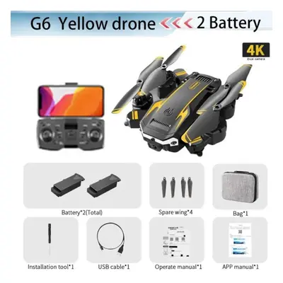 (yellow, 4K camera-2 B) S6 New Professional Foldable Quadcopter Aerial Drone Hd Camera Rc Helico