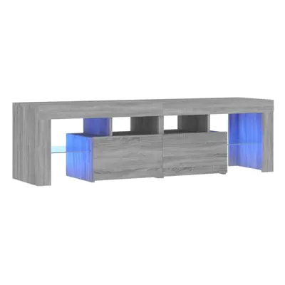 vidaXL TV Cabinet TV Stand with LED Lights Media Console Sideboard Grey Sonoma