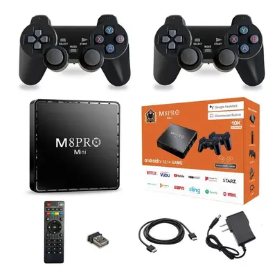 (64G/EU) M8 Pro Mini Tv Game Box 4k Hdmi 2.4g Wireless Retro Game Console Dual System 64gb 30000